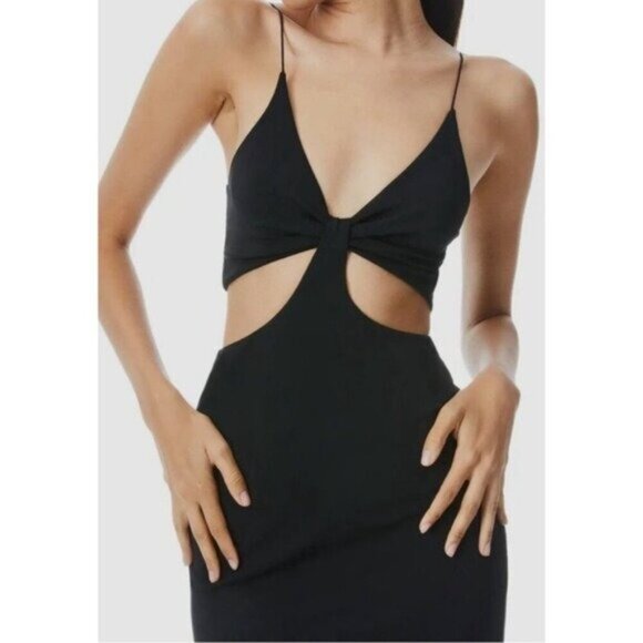 Alice + Olivia Havana Cutout Mini Dress 6 Black - Picture 2 of 8